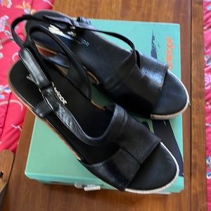 Black platform,wedge sandals worn 1x. By Antelope size 40.